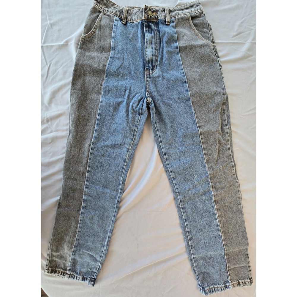 Shein Two Tone Jeans Pants High Waist Wide Leg Women's M Colorblock Preppy